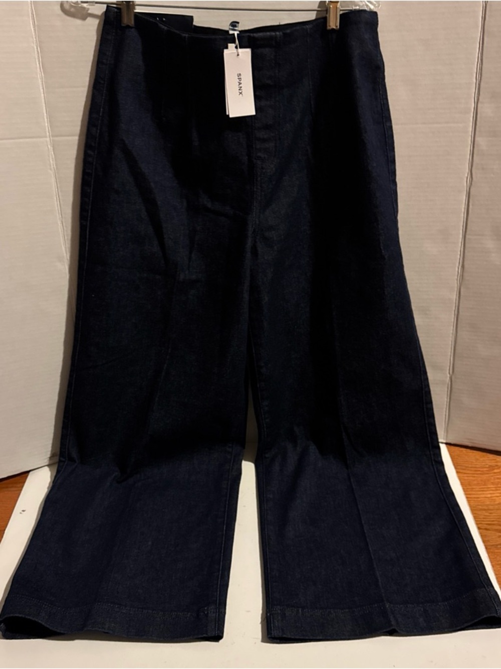SPANX Zero Waistband Cropped Wide Leg Jeans 20808R Raw Indigo Wash Large NWT
